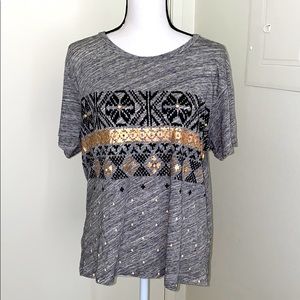 J Crew Embellished Gray Short Sleeve Tee